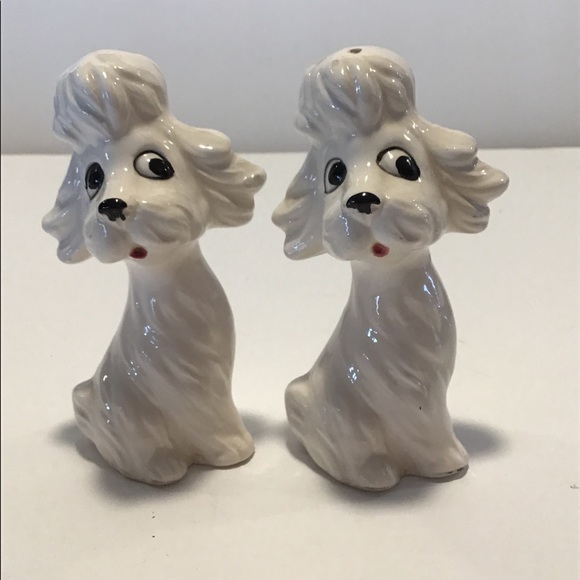 Accents Vintage White Poodle Salt And Pepper Shakers Japan Adorable Matching Set Poshmark